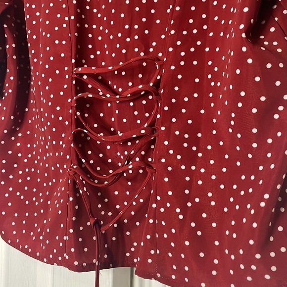 Elodie Red and White Polka Dot Blouse (Corset closed back) - Picture 6 of 9